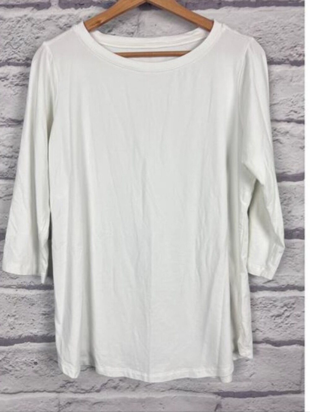 Belle by Kim Gravel Pima Cotton White 3/4 Sleeve Crewneck Tunic